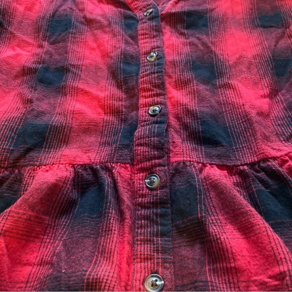 Time and Tru Red + Black Plaid Long Sleeve Mini Dress | 100% Cotton | Size 22 - Picture 6 of 9